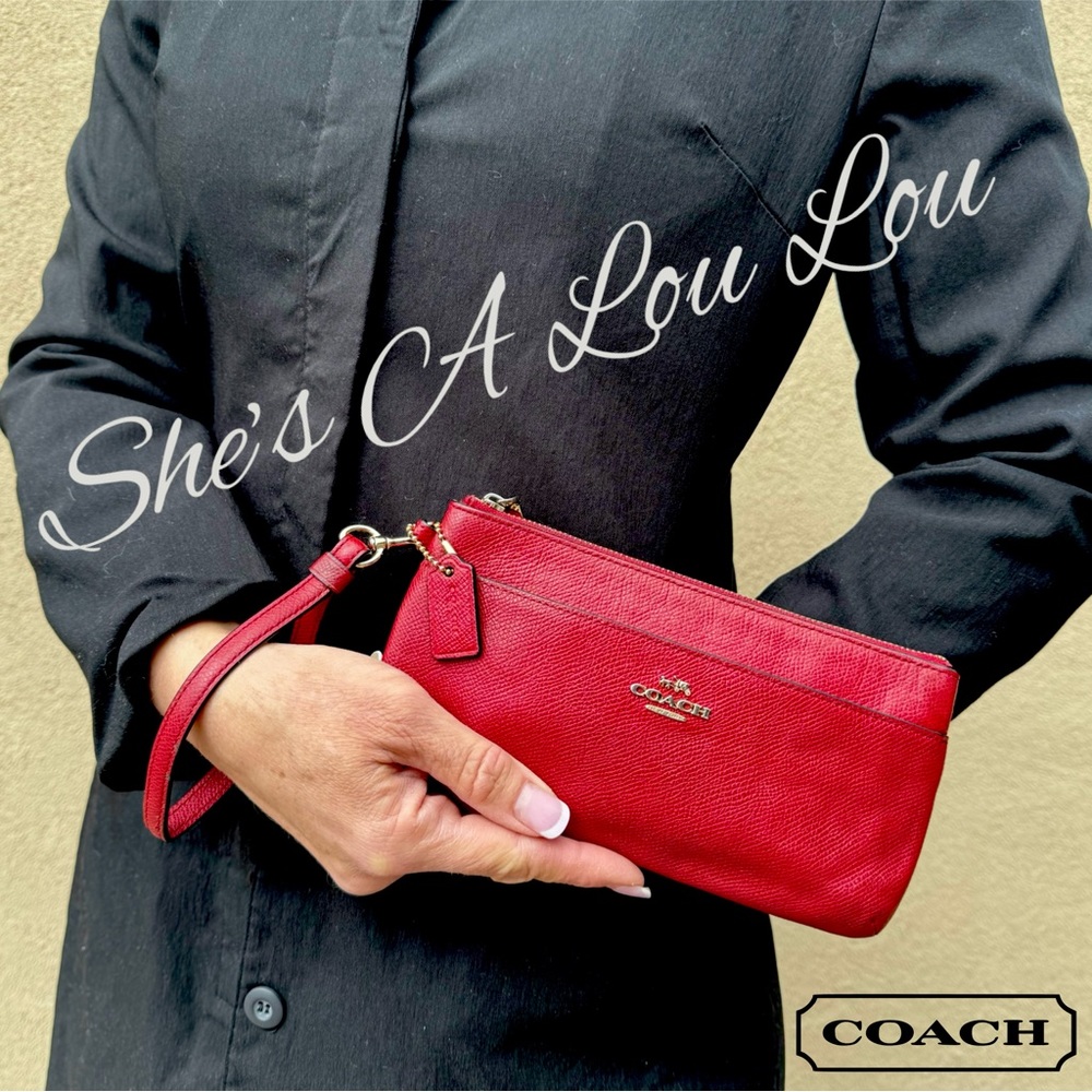 COACH ♥️ Large Red Leather Wristlet/Wallet style 52334